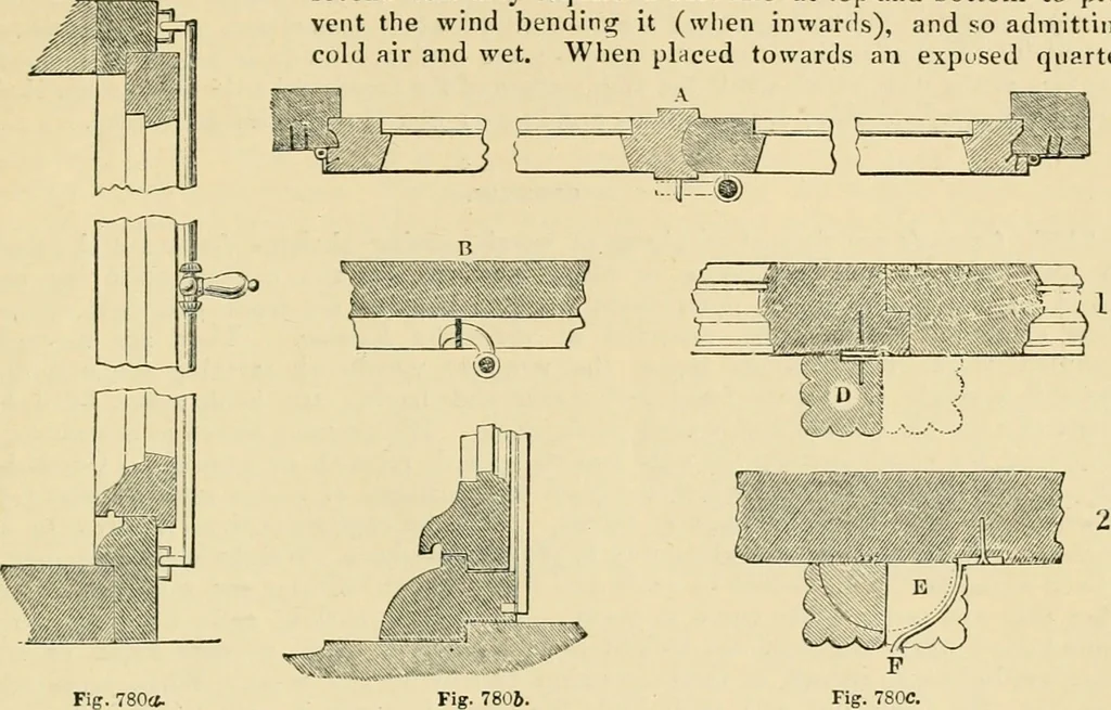 An illustration from An encyclopaedia of architecture, historical, theoretical, & practical. New ed., rev., portions rewritten, and with additions by Wyatt Papworth, 1888, leaf 684