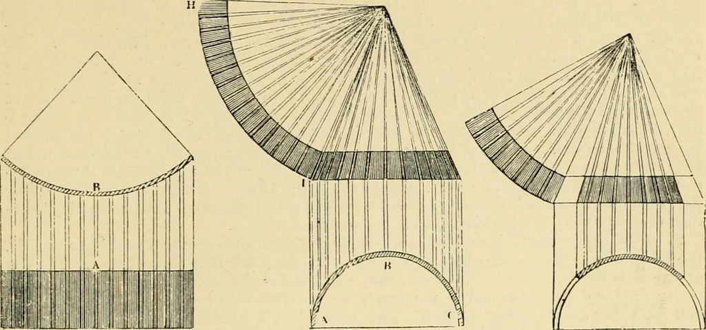 An illustration from An encyclopaedia of architecture, historical, theoretical, & practical. New ed., rev., portions rewritten, and with additions by Wyatt Papworth, 1888, leaf 696