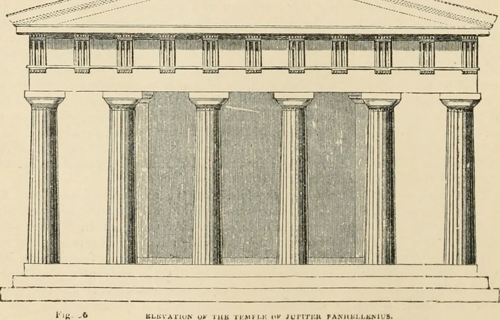 An illustration from An encyclopaedia of architecture, historical, theoretical, & practical. New ed., rev., portions rewritten, and with additions by Wyatt Papworth, 1888, leaf 85