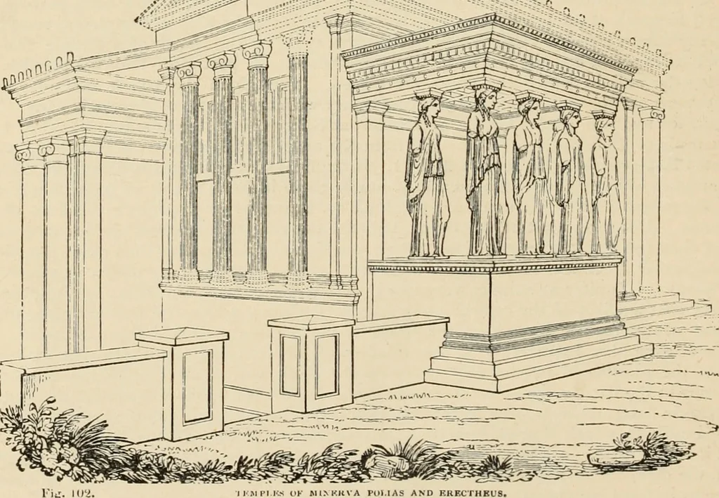 An illustration from An encyclopaedia of architecture, historical, theoretical, & practical. New ed., rev., portions rewritten, and with additions by Wyatt Papworth, 1888, leaf 89