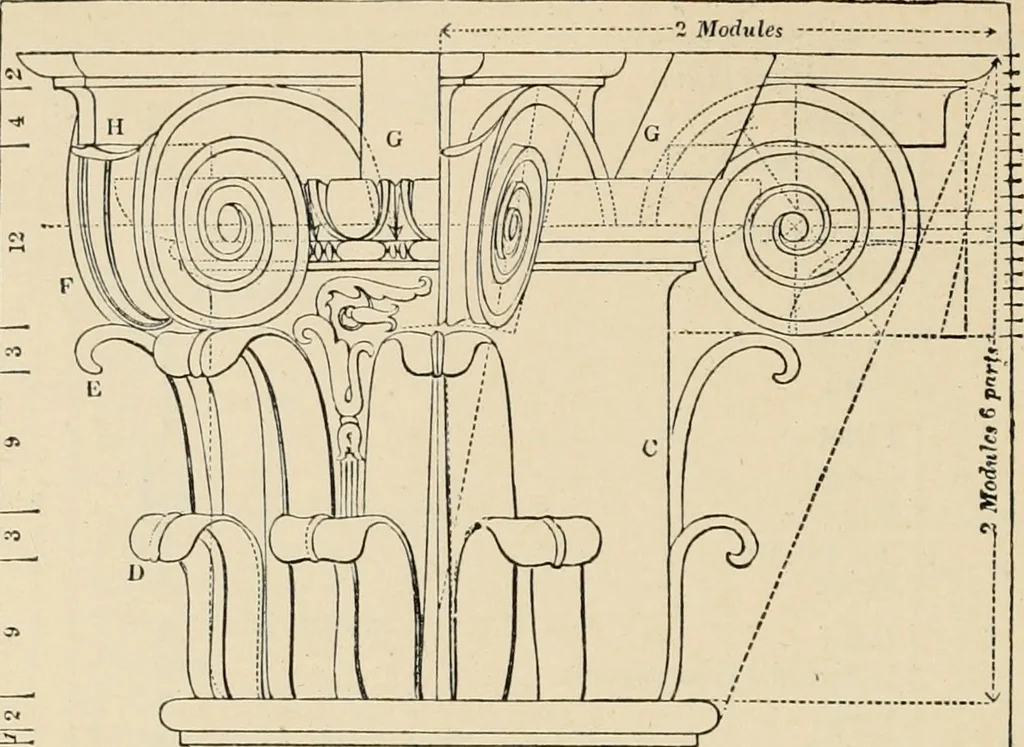An illustration from An encyclopaedia of architecture, historical, theoretical, & practical. New ed., rev., portions rewritten, and with additions by Wyatt Papworth, 1888, leaf 897
