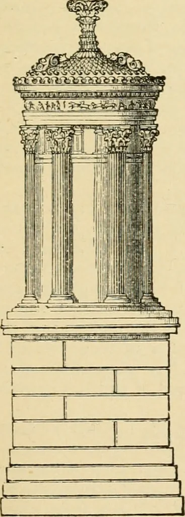 An illustration from An encyclopaedia of architecture, historical, theoretical, & practical. New ed., rev., portions rewritten, and with additions by Wyatt Papworth, 1888, leaf 90
