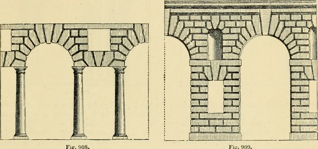 An illustration from An encyclopaedia of architecture, historical, theoretical, & practical. New ed., rev., portions rewritten, and with additions by Wyatt Papworth, 1888, leaf 912