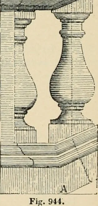 An illustration from An encyclopaedia of architecture, historical, theoretical, & practical. New ed., rev., portions rewritten, and with additions by Wyatt Papworth, 1888, leaf 929