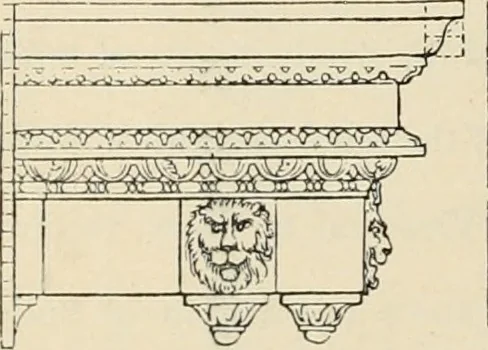 An illustration from An encyclopaedia of architecture, historical, theoretical, & practical. New ed., rev., portions rewritten, and with additions by Wyatt Papworth, 1888, leaf 933