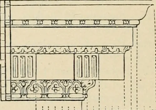 An illustration from An encyclopaedia of architecture, historical, theoretical, & practical. New ed., rev., portions rewritten, and with additions by Wyatt Papworth, 1888, leaf 933