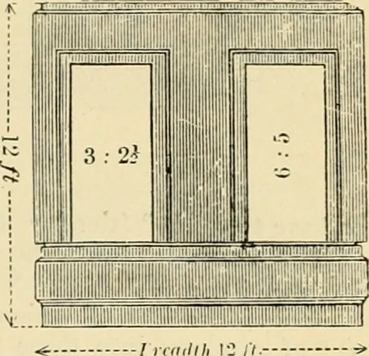 An illustration from An encyclopaedia of architecture, historical, theoretical, & practical. New ed., rev., portions rewritten, and with additions by Wyatt Papworth, 1888, leaf 938