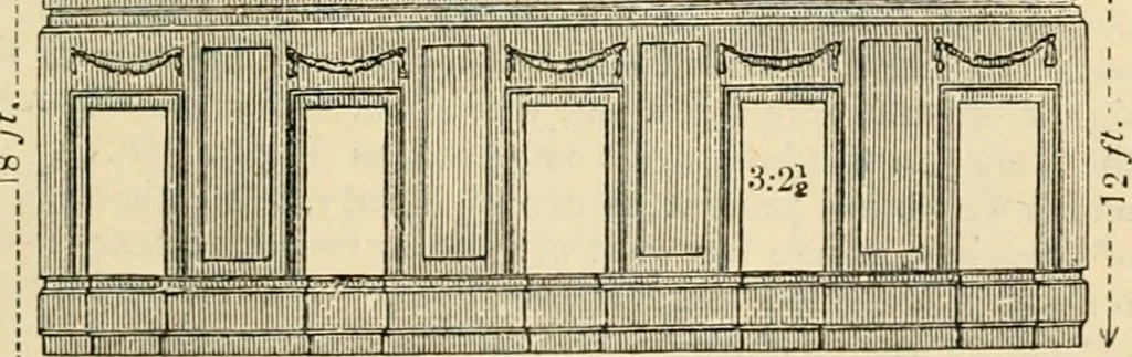 An illustration from An encyclopaedia of architecture, historical, theoretical, & practical. New ed., rev., portions rewritten, and with additions by Wyatt Papworth, 1888, leaf 938