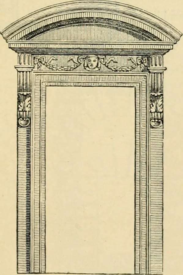 An illustration from An encyclopaedia of architecture, historical, theoretical, & practical. New ed., rev., portions rewritten, and with additions by Wyatt Papworth, 1888, leaf 940