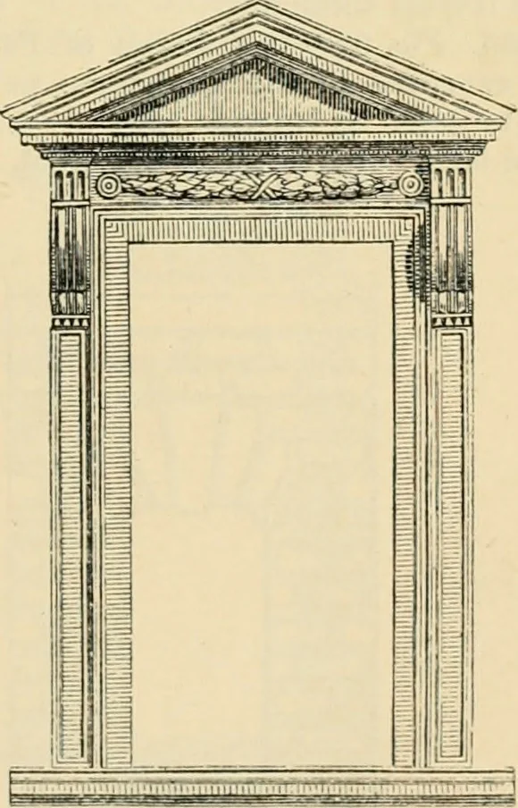 An illustration from An encyclopaedia of architecture, historical, theoretical, & practical. New ed., rev., portions rewritten, and with additions by Wyatt Papworth, 1888, leaf 940