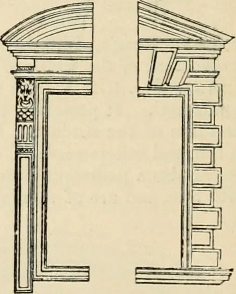 An illustration from An encyclopaedia of architecture, historical, theoretical, & practical. New ed., rev., portions rewritten, and with additions by Wyatt Papworth, 1888, leaf 941