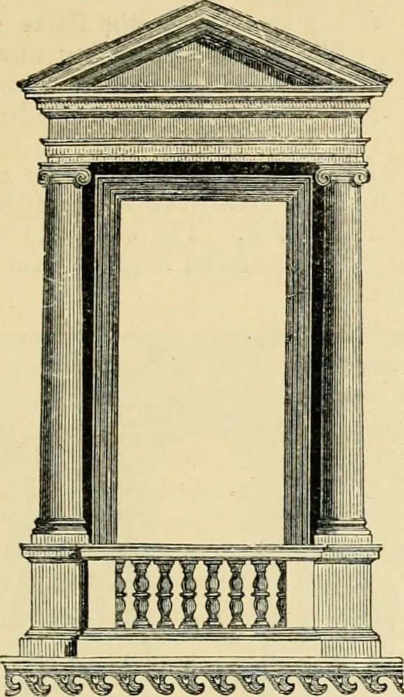 An illustration from An encyclopaedia of architecture, historical, theoretical, & practical. New ed., rev., portions rewritten, and with additions by Wyatt Papworth, 1888, leaf 942