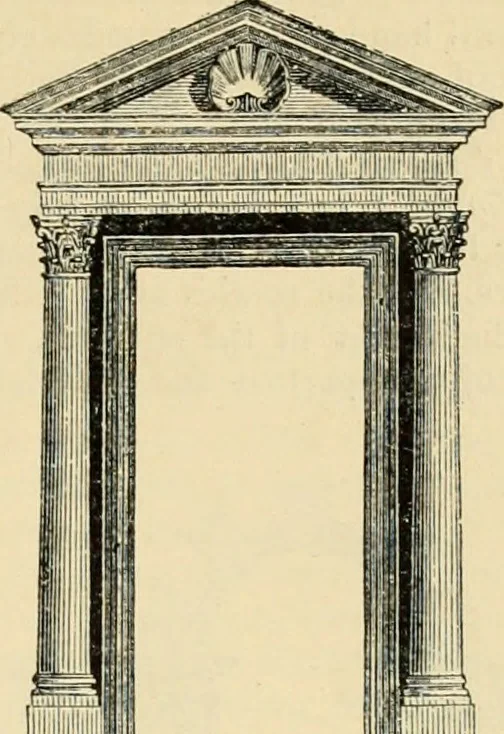 An illustration from An encyclopaedia of architecture, historical, theoretical, & practical. New ed., rev., portions rewritten, and with additions by Wyatt Papworth, 1888, leaf 942