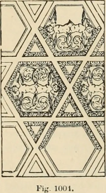 An illustration from An encyclopaedia of architecture, historical, theoretical, & practical. New ed., rev., portions rewritten, and with additions by Wyatt Papworth, 1888, leaf 953