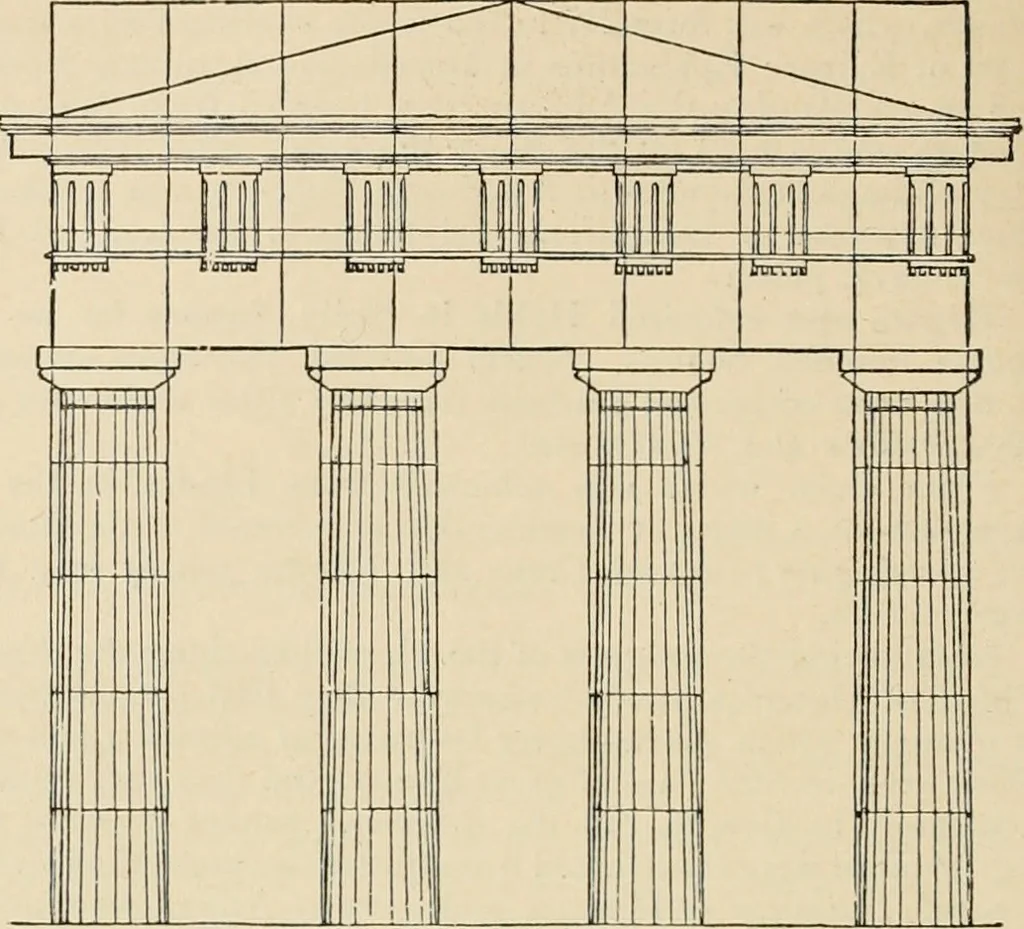 An illustration from An encyclopaedia of architecture, historical, theoretical, & practical. New ed., rev., portions rewritten, and with additions by Wyatt Papworth, 1888, leaf 965