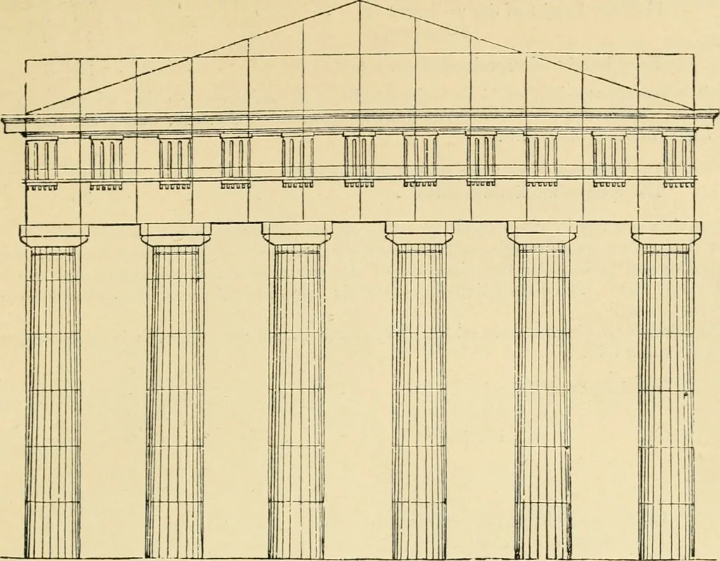 An illustration from An encyclopaedia of architecture, historical, theoretical, & practical. New ed., rev., portions rewritten, and with additions by Wyatt Papworth, 1888, leaf 966