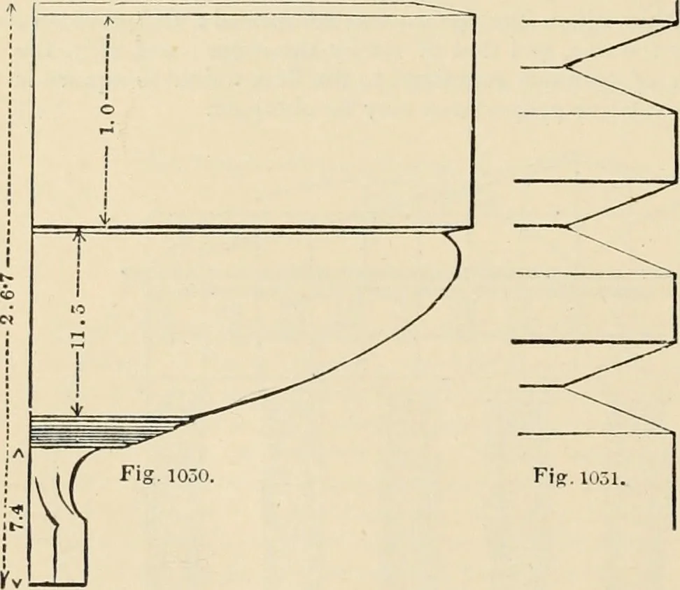 An illustration from An encyclopaedia of architecture, historical, theoretical, & practical. New ed., rev., portions rewritten, and with additions by Wyatt Papworth, 1888, leaf 969