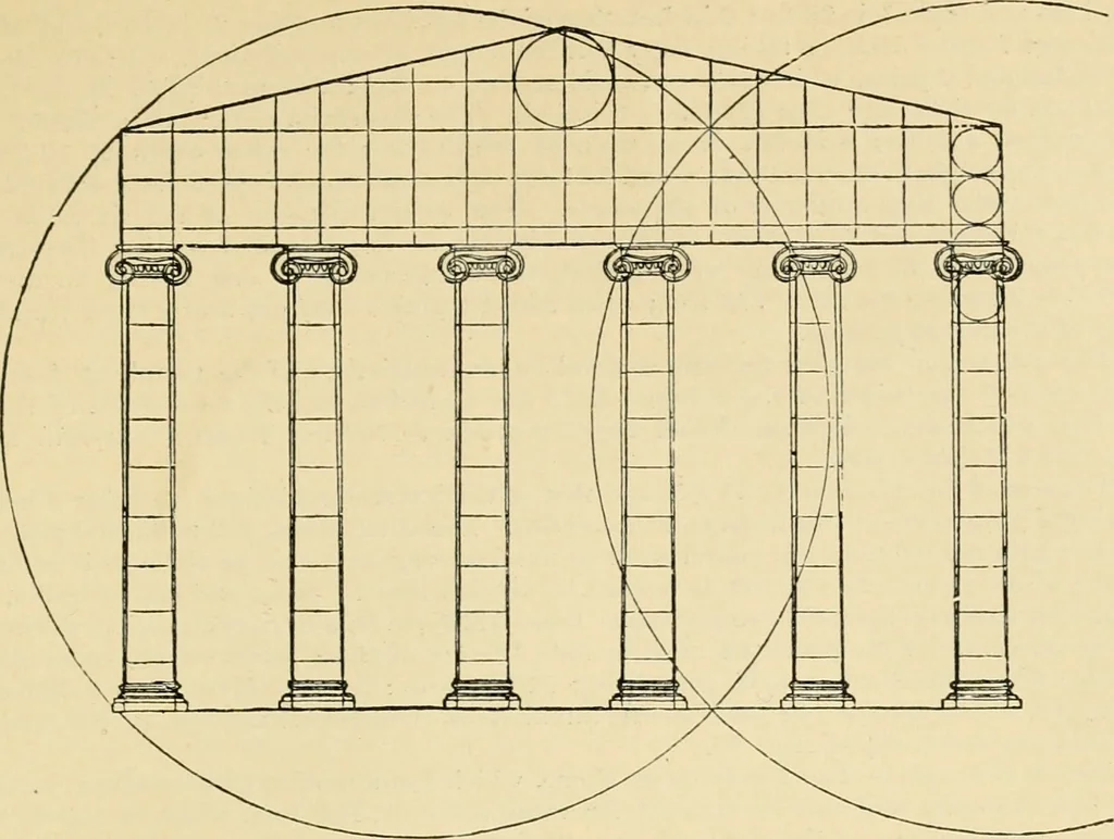 An illustration from An encyclopaedia of architecture, historical, theoretical, & practical. New ed., rev., portions rewritten, and with additions by Wyatt Papworth, 1888, leaf 974