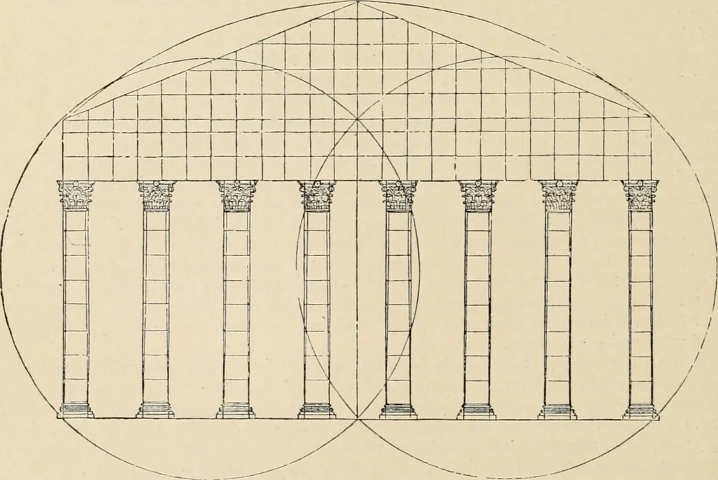 An illustration from An encyclopaedia of architecture, historical, theoretical, & practical. New ed., rev., portions rewritten, and with additions by Wyatt Papworth, 1888, leaf 975