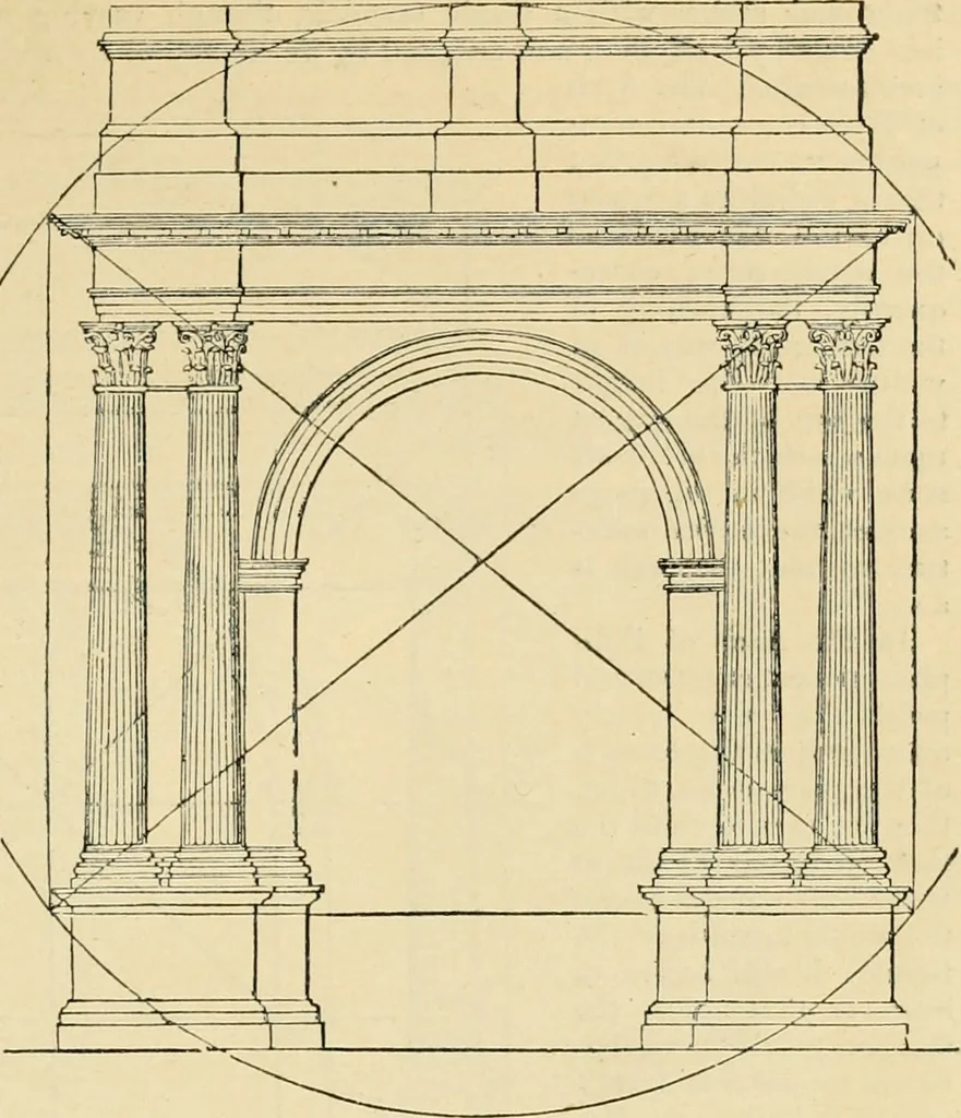 An illustration from An encyclopaedia of architecture, historical, theoretical, & practical. New ed., rev., portions rewritten, and with additions by Wyatt Papworth, 1888, leaf 982