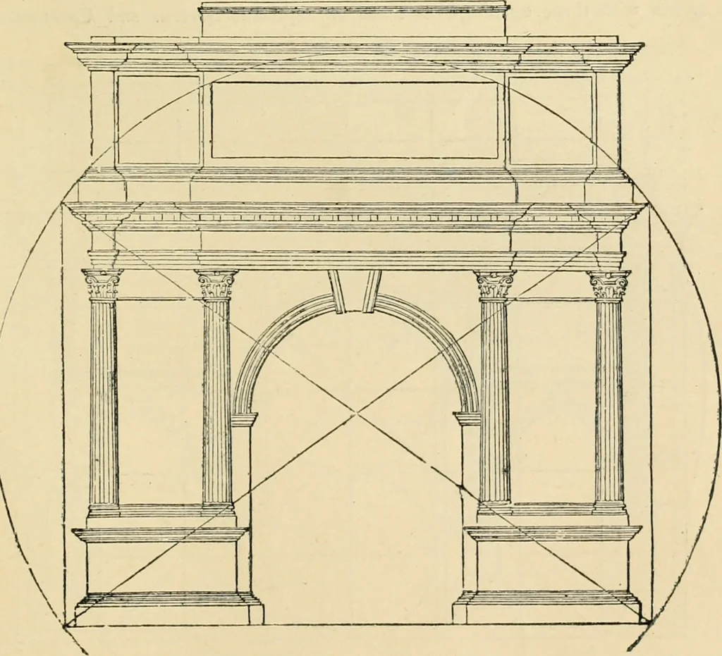 An illustration from An encyclopaedia of architecture, historical, theoretical, & practical. New ed., rev., portions rewritten, and with additions by Wyatt Papworth, 1888, leaf 982