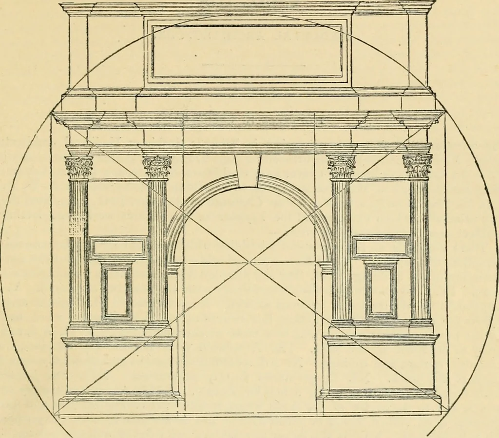An illustration from An encyclopaedia of architecture, historical, theoretical, & practical. New ed., rev., portions rewritten, and with additions by Wyatt Papworth, 1888, leaf 984