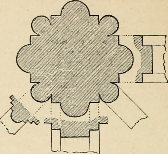 An illustration from An encyclopaedia of architecture, historical, theoretical, & practical. New ed., rev., portions rewritten, and with additions by Wyatt Papworth, 1888, leaf 997