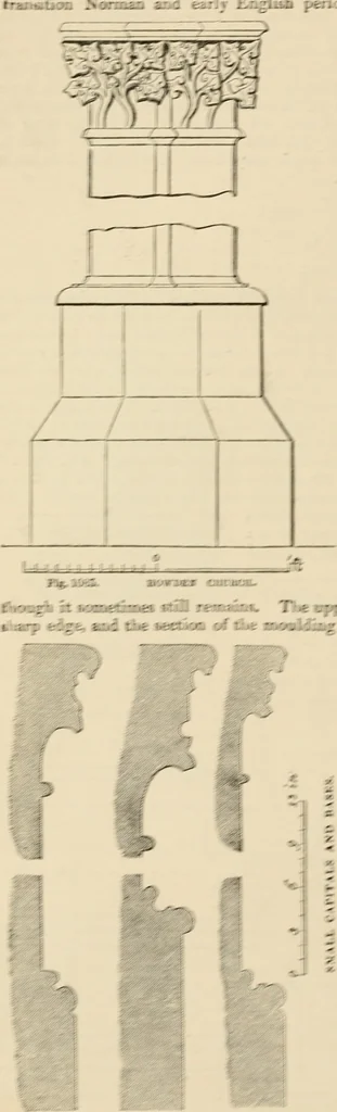 An illustration from An encyclopaedia of architecture, historical, theoretical, & practical. New ed., rev., portions rewritten, and with additions by Wyatt Papworth, 1888, leaf 999