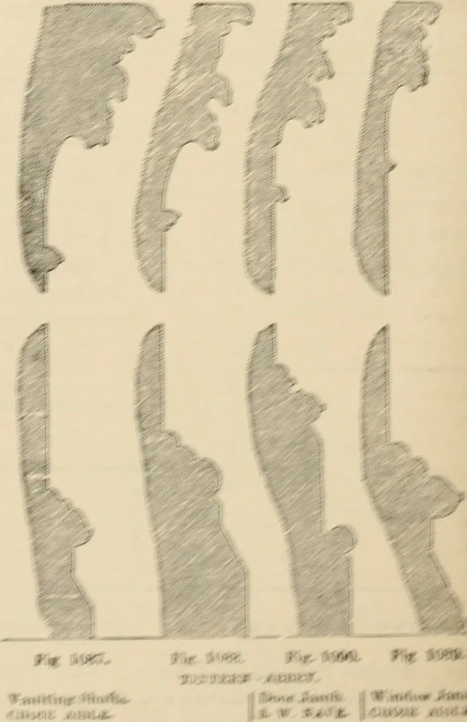 An illustration from An encyclopaedia of architecture, historical, theoretical, & practical. New ed., rev., portions rewritten, and with additions by Wyatt Papworth, 1888, leaf 999