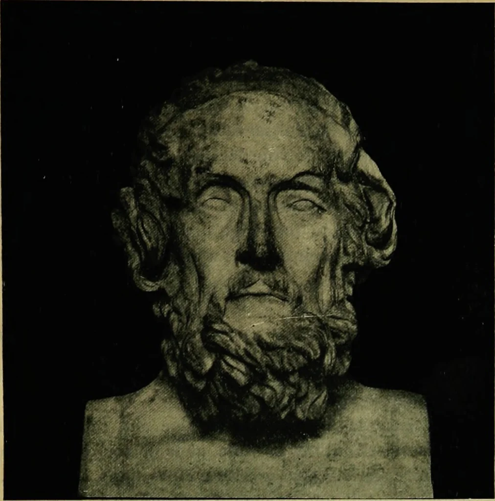 An illustration from La dégénérescence bachique et la névrose religieuse dans l'antiquité. Études medico-psychologiques, tirées des chefs-d'œuvre de la poésie, de l'histoire et de la philosophie, la Bible, Homère ... etc, 1901, leaf 36