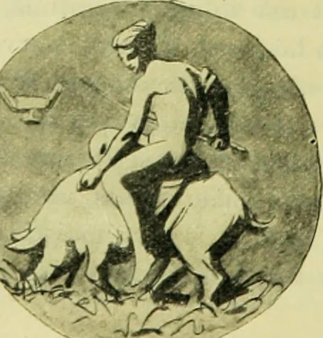 An illustration from La dégénérescence bachique et la névrose religieuse dans l'antiquité. Études medico-psychologiques, tirées des chefs-d'œuvre de la poésie, de l'histoire et de la philosophie, la Bible, Homère ... etc, 1901, leaf 45