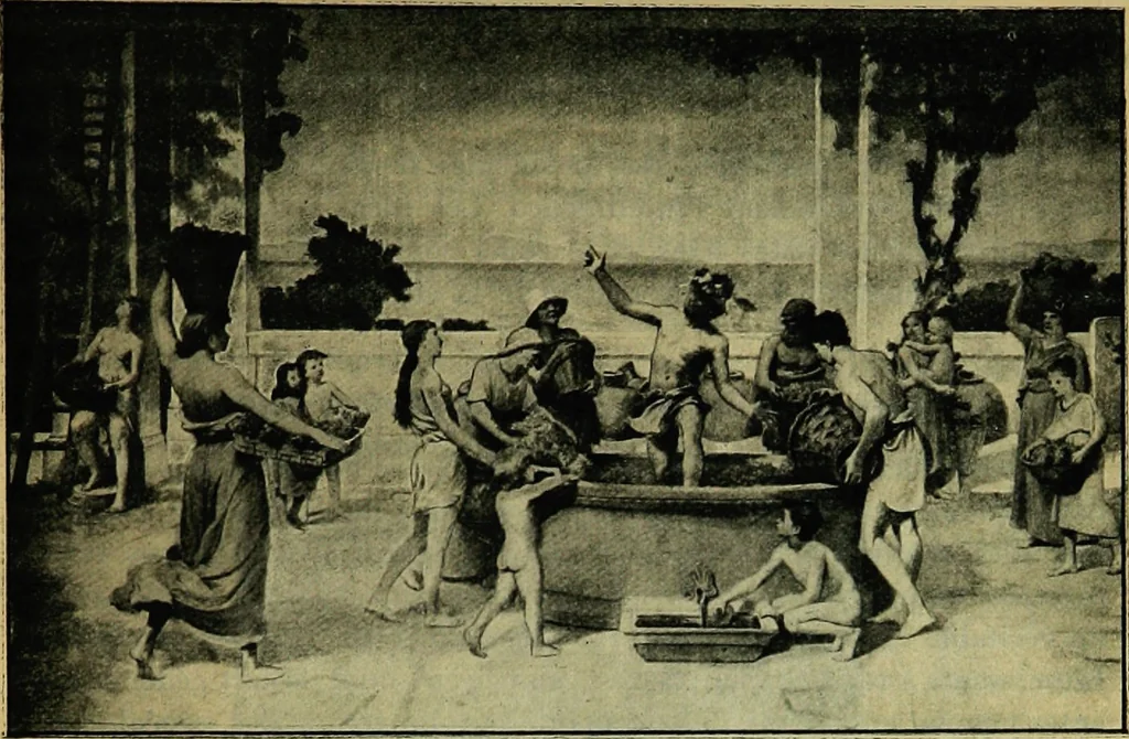 An illustration from La dégénérescence bachique et la névrose religieuse dans l'antiquité. Études medico-psychologiques, tirées des chefs-d'œuvre de la poésie, de l'histoire et de la philosophie, la Bible, Homère ... etc, 1901, leaf 46