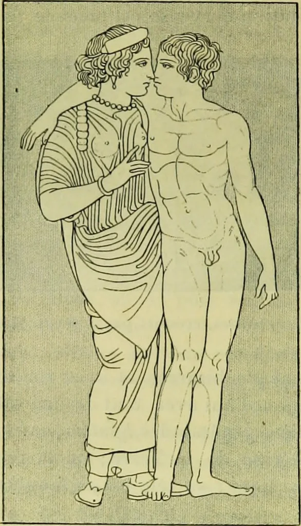 An illustration from La dégénérescence bachique et la névrose religieuse dans l'antiquité. Études medico-psychologiques, tirées des chefs-d'œuvre de la poésie, de l'histoire et de la philosophie, la Bible, Homère ... etc, 1901, leaf 49