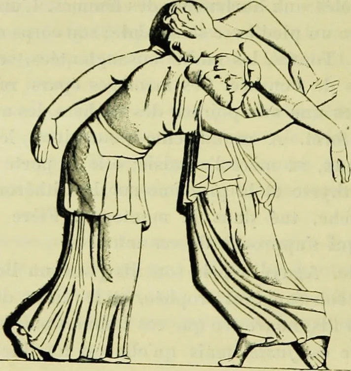 An illustration from La dégénérescence bachique et la névrose religieuse dans l'antiquité. Études medico-psychologiques, tirées des chefs-d'œuvre de la poésie, de l'histoire et de la philosophie, la Bible, Homère ... etc, 1901, leaf 61