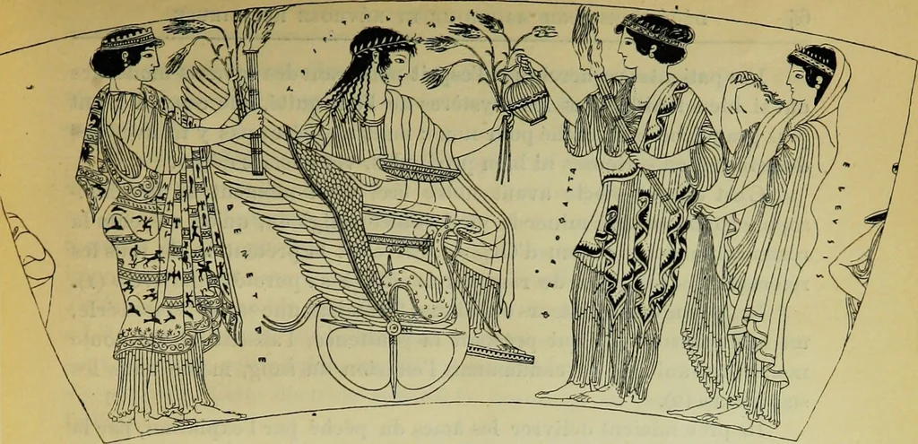 An illustration from La dégénérescence bachique et la névrose religieuse dans l'antiquité. Études medico-psychologiques, tirées des chefs-d'œuvre de la poésie, de l'histoire et de la philosophie, la Bible, Homère ... etc, 1901, leaf 68