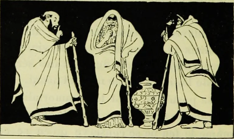 An illustration from La dégénérescence bachique et la névrose religieuse dans l'antiquité. Études medico-psychologiques, tirées des chefs-d'œuvre de la poésie, de l'histoire et de la philosophie, la Bible, Homère ... etc, 1901, leaf 77