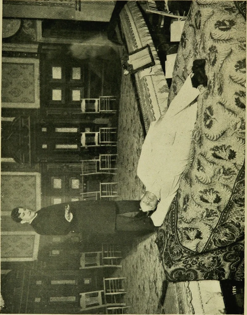 An illustration from Is man a free agent? The law of suggestion, including hypnosis, what and why it is, and how to induce it, the law of nature, mind, heredity, etc, 1902, leaf 255