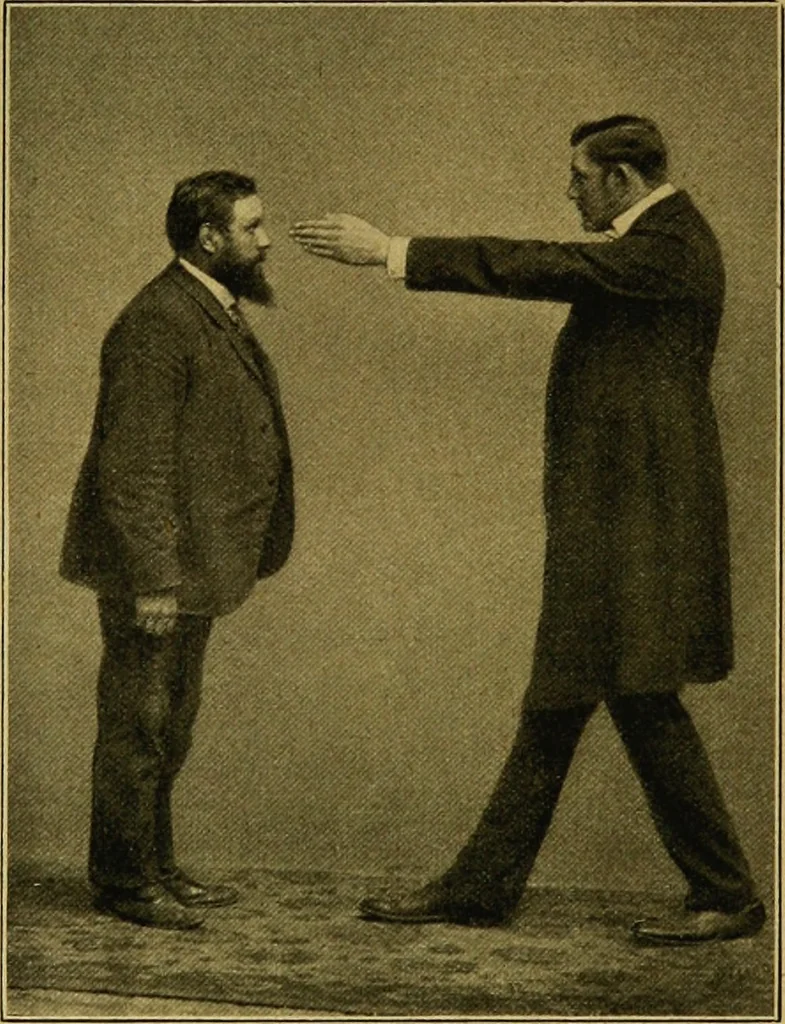 An illustration from Lehrbuch des Hypnotismus, zur praktischen Ausbildung unter besonderer Berücksichtigung der suggestiven Heilkunde, 1906, leaf 31