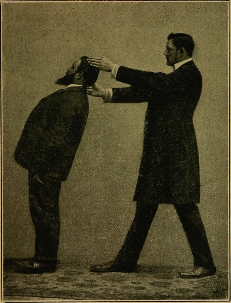 An illustration from Lehrbuch des Hypnotismus, zur praktischen Ausbildung unter besonderer Berücksichtigung der suggestiven Heilkunde, 1906, leaf 32