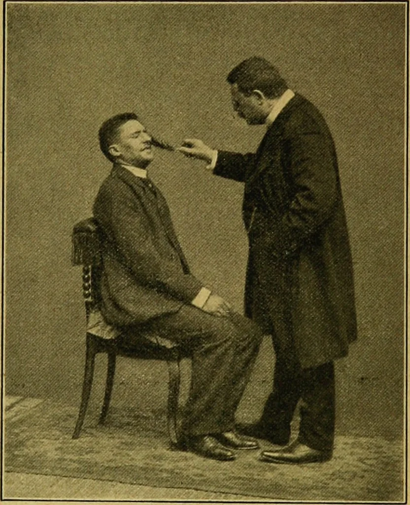 An illustration from Lehrbuch des Hypnotismus, zur praktischen Ausbildung unter besonderer Berücksichtigung der suggestiven Heilkunde, 1906, leaf 35
