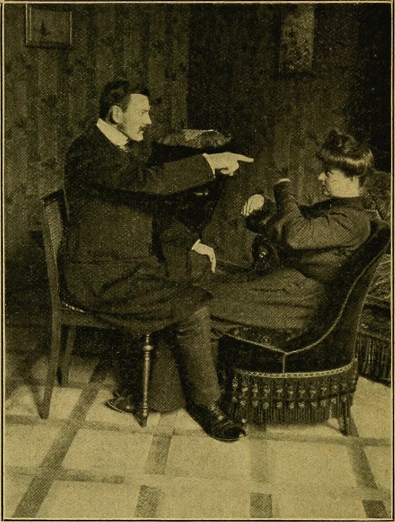An illustration from Lehrbuch des Hypnotismus, zur praktischen Ausbildung unter besonderer Berücksichtigung der suggestiven Heilkunde, 1906, leaf 45