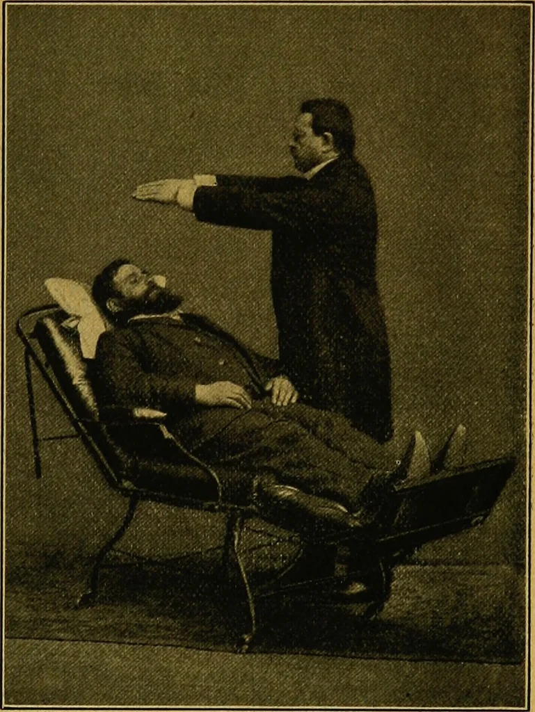 An illustration from Lehrbuch des Hypnotismus, zur praktischen Ausbildung unter besonderer Berücksichtigung der suggestiven Heilkunde, 1906, leaf 61