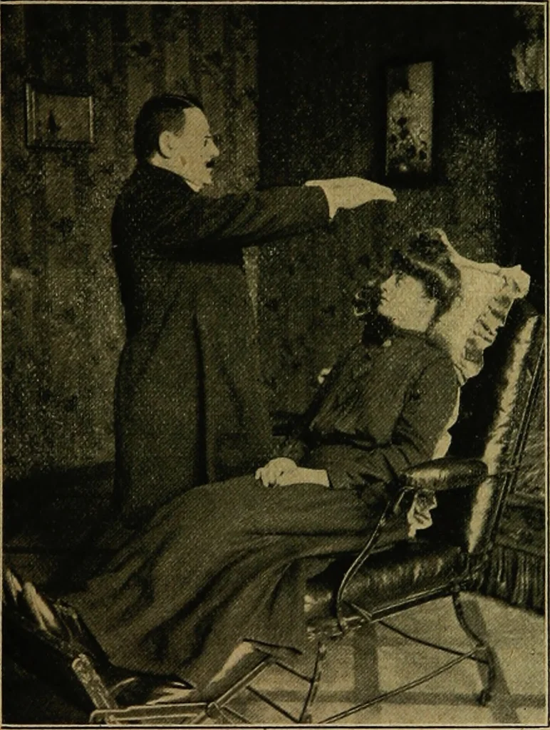 An illustration from Lehrbuch des Hypnotismus, zur praktischen Ausbildung unter besonderer Berücksichtigung der suggestiven Heilkunde, 1906, leaf 64