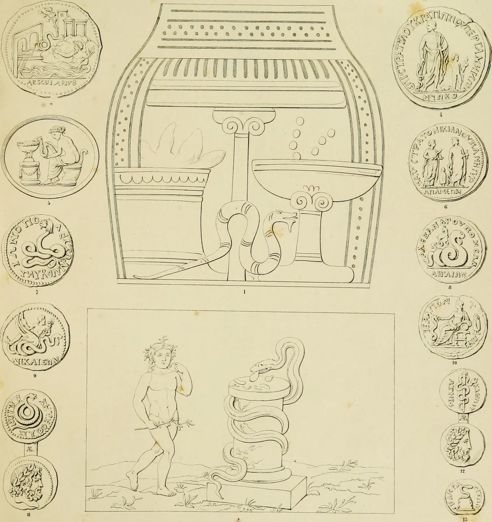 An illustration from Asklepios und die Asklepiaden, 1846, leaf 96