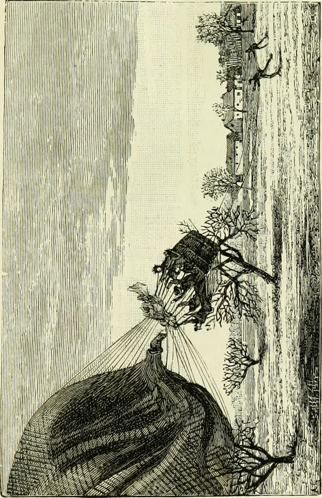An illustration from Histoire de mes ascensions : récit de vingt-quatre voyages aériens [1868-1877], 1880, leaf 182