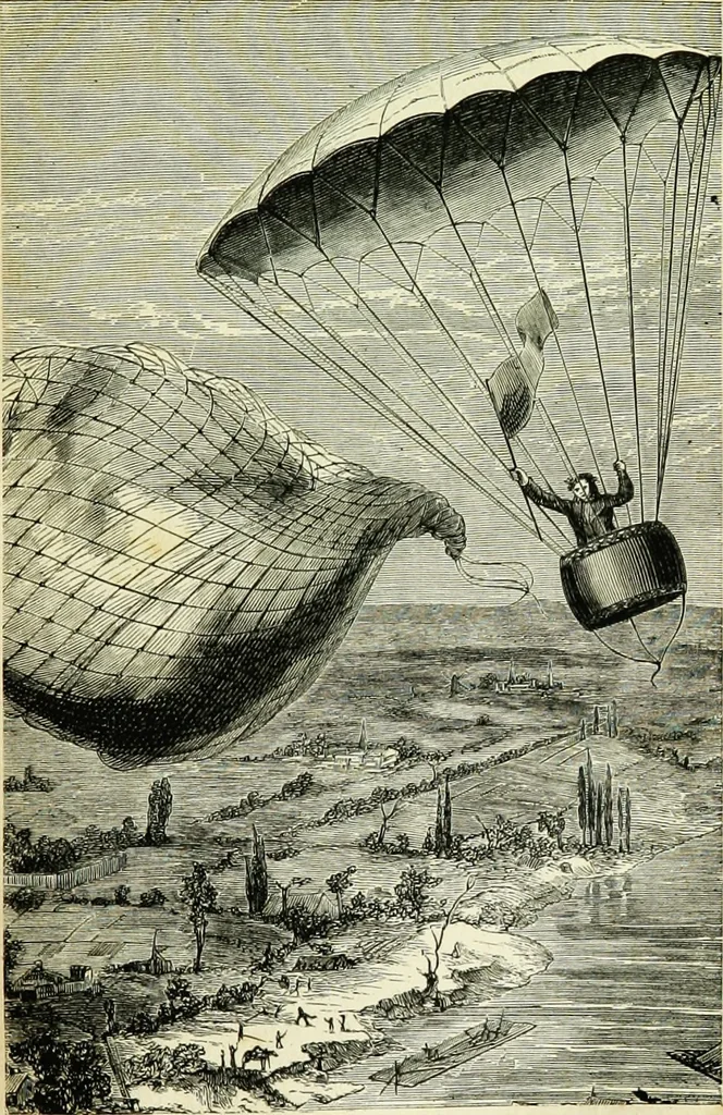 An illustration from Les aérostats, 1887, leaf 136
