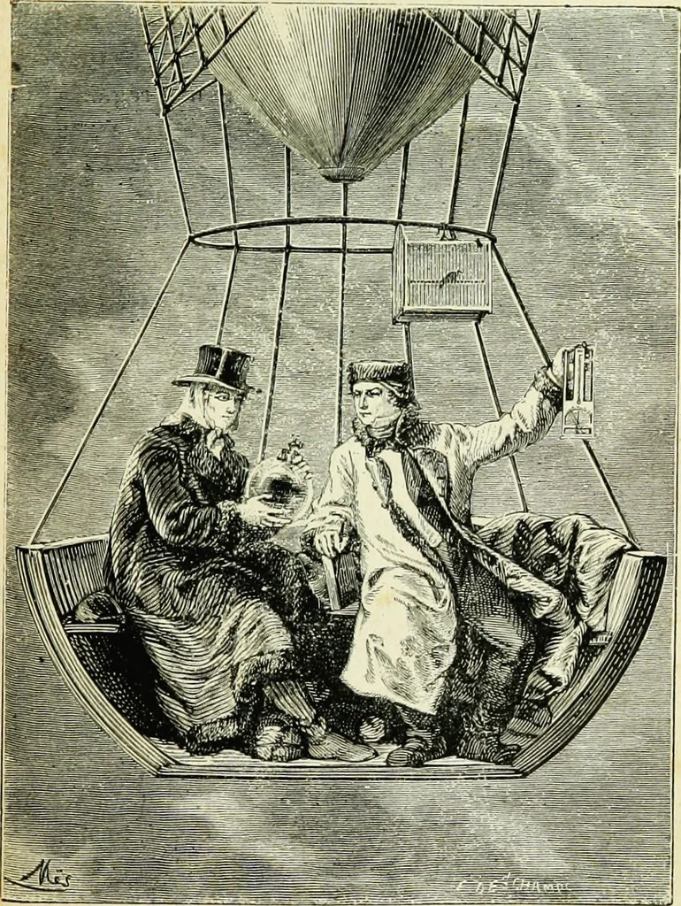An illustration from Les aérostats, 1887, leaf 150
