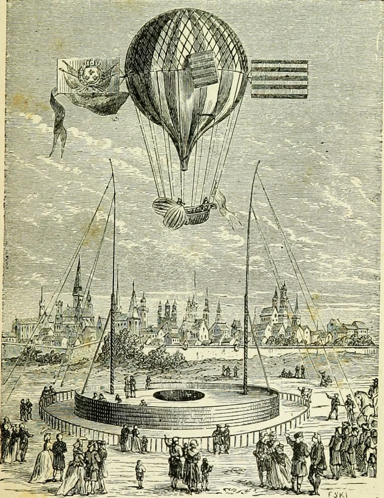 An illustration from Les aérostats, 1887, leaf 52