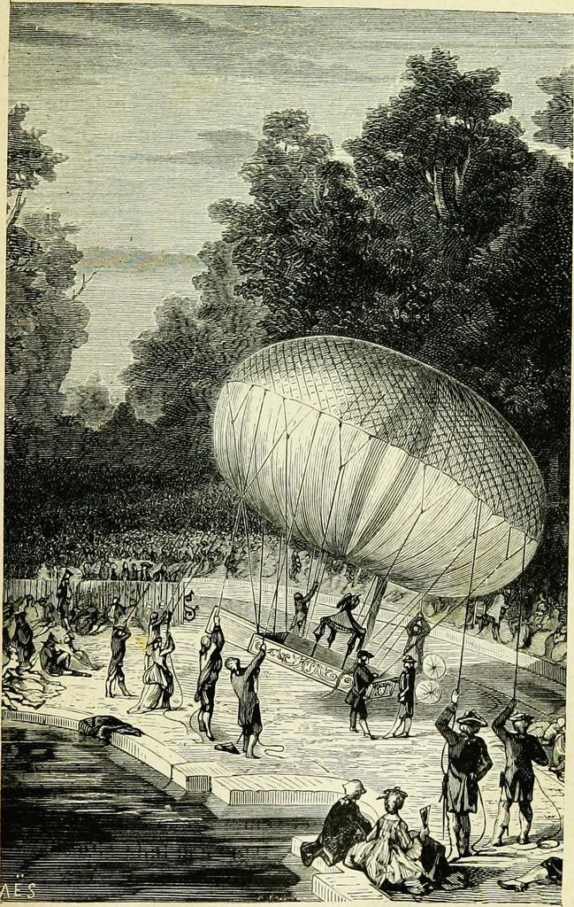 An illustration from Les aérostats, 1887, leaf 54