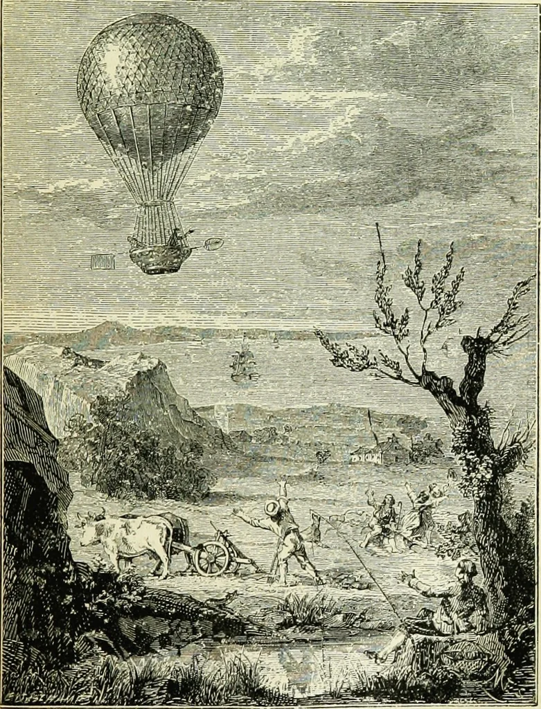An illustration from Les aérostats, 1887, leaf 60